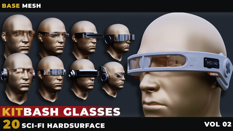 20 Sci-Fi Glasses HardSurface-Base Mesh Vol.02