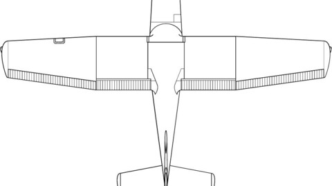 Cessna 150_3 view line drawing-svg vector file