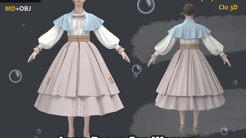 The Middle Ages_Vintage Dress_Marvelous Designer_Clo 3D project