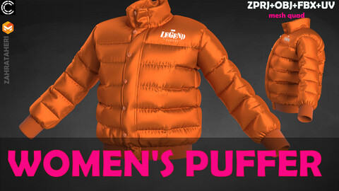 women's puffer(Clo3D Project + OBJ +FBX)