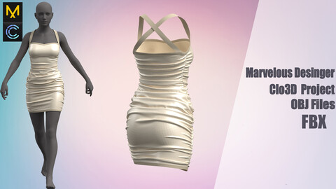 Dress №185 "Marvelous Designer" /Zprj/ OBJ+FBX