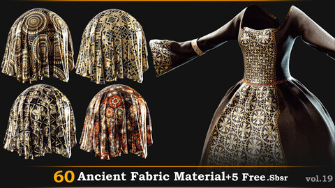 60 Ancient Fabric Material.Sbsar+5 Free Samples_Vol.19