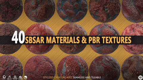 40 Stylized Creature Materials - SBSAR + PBR Textures