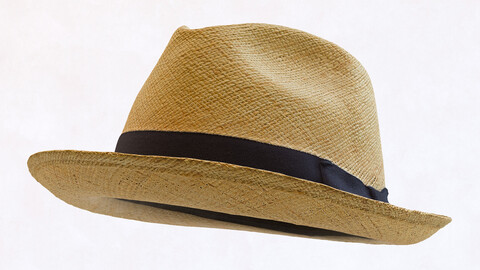 Straw Fedora Hat Low-poly 3D model