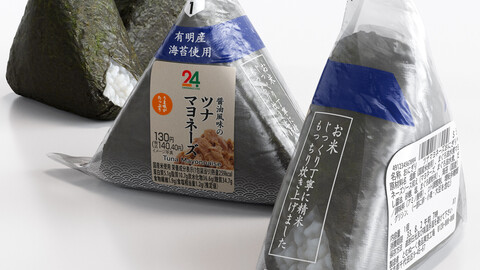 Tuna Mayonnaise Onigiri Rice Ball at Convenience Stores Low-poly 3D model