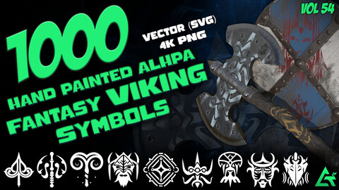 1000 Hand Painted Alpha Fantasy Viking Symbols (MEGA Pack) - Vol 54