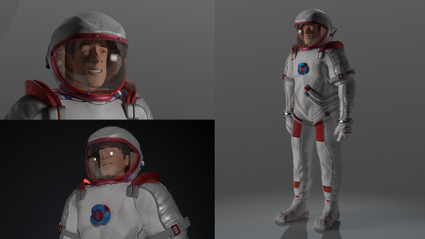 Astronaut Cinema 4D-Vray (Body and face Rigged) + fbx