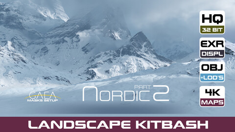 NORDIC PT.2 LANDSCAPE KITBASH PACK | 12 mountains + Gaea masks setup