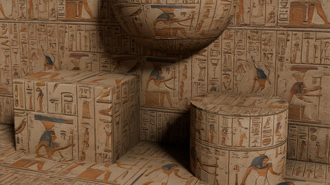 XII Egyptian Hieroglyph Seamless PBR Texture Texture Texture