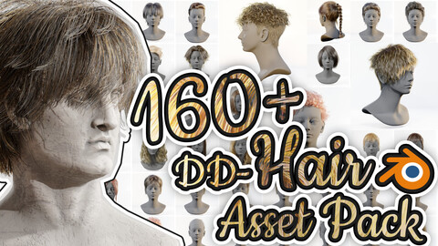 160+ DD-Hair Asset Pack for Blender