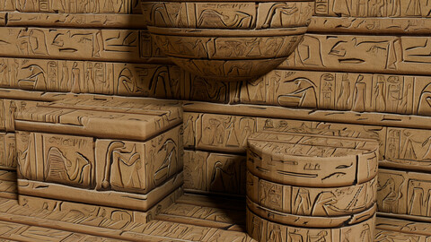 I Egyptian Hieroglyph Seamless PBR Texture