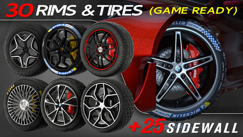 30 Rims And Tires (Game Ready) + 2 For Free