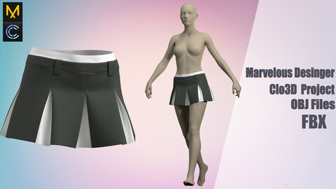 Skirt №186 "Marvelous Designer" /Zprj/ OBJ+FBX