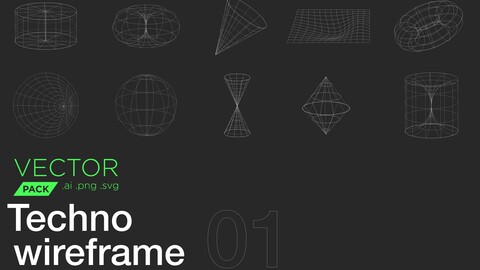 TECHNO - Vector Wireframe Shapes Pack