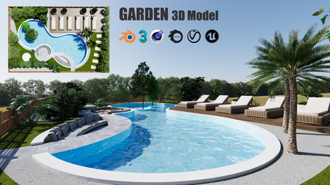 Central Oasis garden 3d model