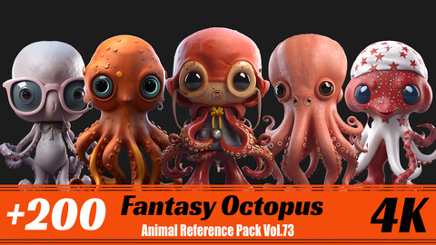 +200 Fantasy Octopus | 4K | Animal Reference Pack Vol.73