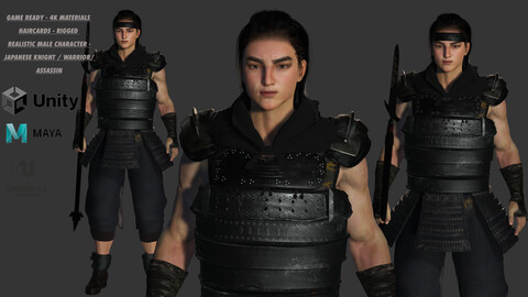 AAA 3D REALISTIC ASIAN JAPANESE MALE CHARACTER - JAPANESE WARRIOR/KNIGHT/ASSASSIN