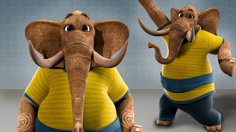 Cartoon Elephant Rigged