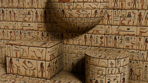 VII Egyptian hieroglyph Seamless PBR Texture