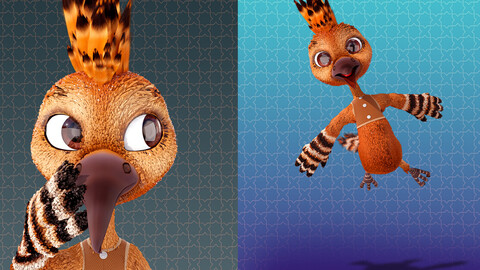 Cartoon Hoopoe Rigged