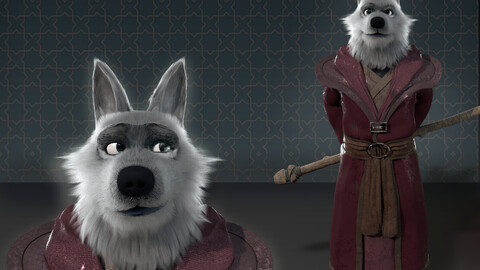 Cartoon Old Wolf Rigged