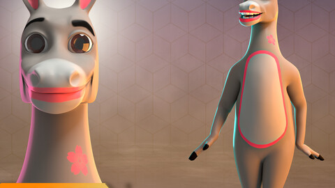 Stylized Female Donkey Rigged