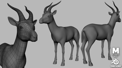 Gazelle  - Topology + UV Map