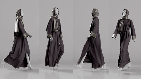 Abaya With hejab - walk cycle