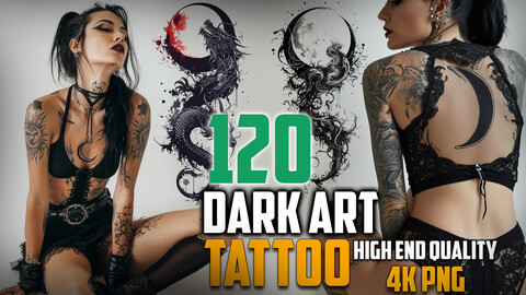 120 Dark Art Tattoo (PNG Files)-4K- High Quality