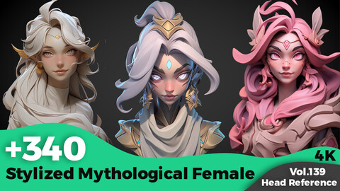 +340 Stylized Mythological Female Head Reference(4k)