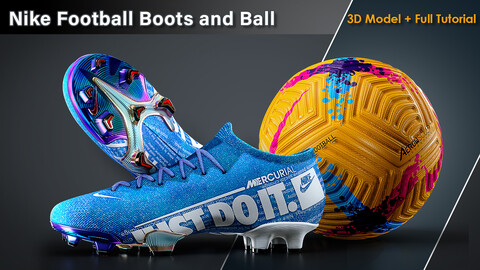 Nike Football Boots and Ball / 3D Model+Full Tutorial