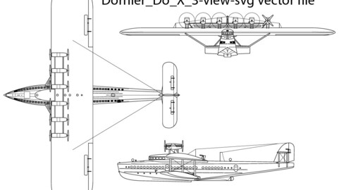 Dornier Do X 3-view-svg vector file