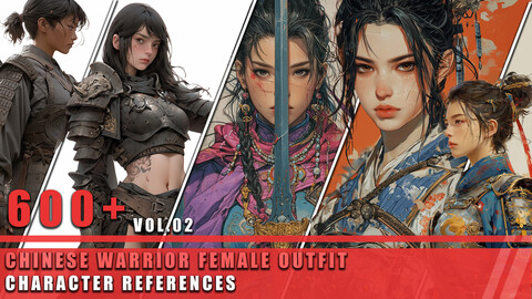 600+ Chinese Warrior Female Outfit - Character References Vol.02