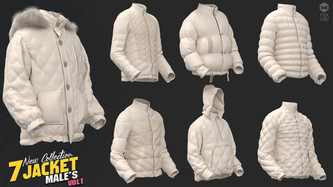 7 models of men's jacket  / marvelous & clo3d / OBJ / FBX