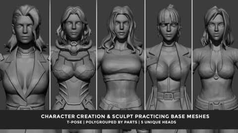 Stylized Characters | Stylized Heads | Character creation and sculpt Practicing Base Meshes.