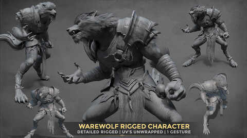 Fantasy Creature | Warewolf | Rigged & Skined | Alpha Map and height Map included.