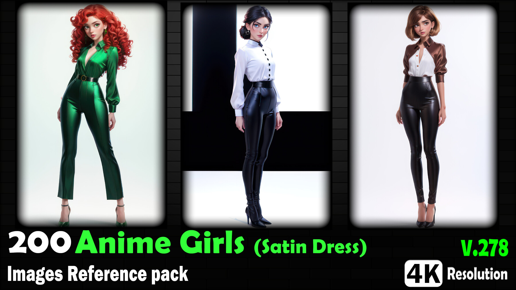 ArtStation - 200+ Anime Girls (Leather Pants Style) Images Reference Pack -  4K Resolution - V.300