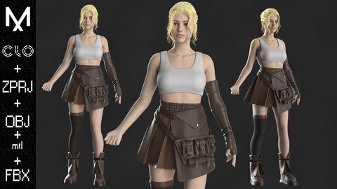 New Outfit Female Marvelous designer/Clo3d OBJ mtl FBX ZPRJ