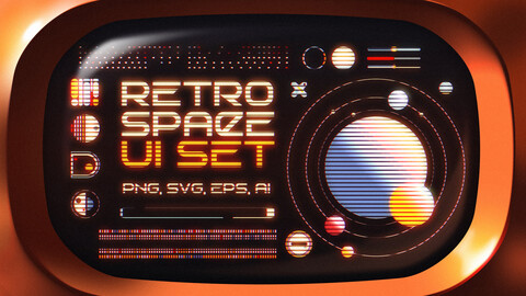 Retro Space UI. Set of 100 elements