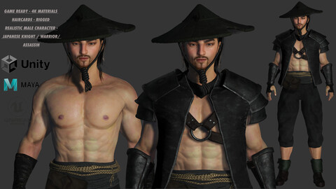 AAA 3D REALISTIC ASIAN JAPANESE MALE CHARACTER - JAPANESE WARRIOR/KNIGHT/ASSASSIN 02