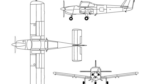 Dreiseitenansicht Fuji FA-200-svg vector file