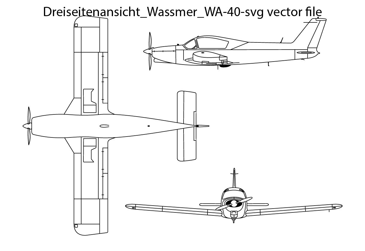 ArtStation - Dreiseitenansicht Wassmer WA-40-svg vector file | Artworks