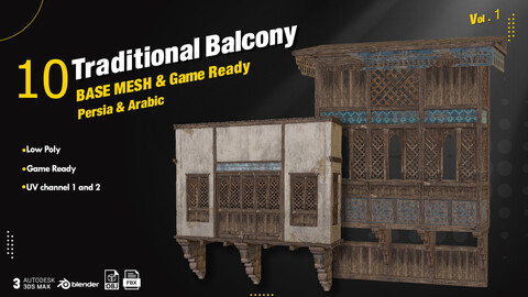 10 Traditional Balcony Base Mesh Vol.4