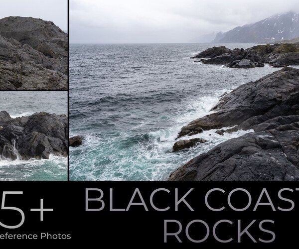 Artstation Black Coastal Rocks Reference Pack Resources