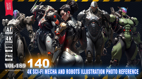 140 4K SCI-FI MECHA AND ROBOTS ILLUSTRATION PHOTO REFRENCE- ARTISTIC ILLUSTRATION - HIGH END QUALITY RES - (TRANSPARENT PNG FILES) - VOL189