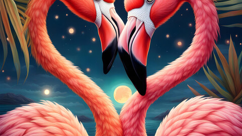 Flamingo Heart at Moonlight