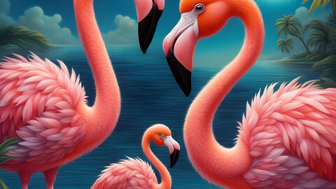 Three Flamingos