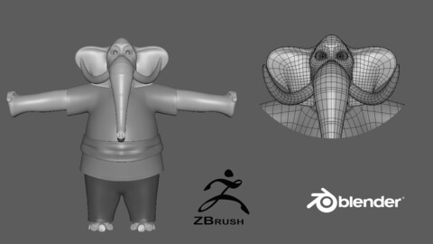 Cartoon Elephant - base mesh