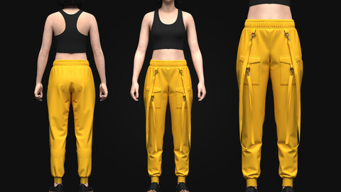 Womens Top And Cargo Pant 3d Model