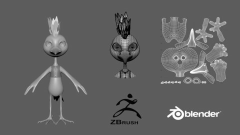 Cartoon Hoopoe - base mesh